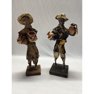 Mexican Paper Mache Folk Art Sculpture: Elderly Mexican Carrying Clay Pot